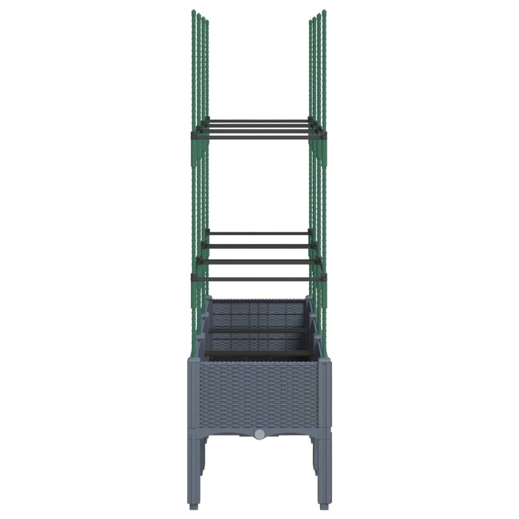 vidaXL Pflanzkübel mit Rankgitter Blaugrau 120x40x142,5 cm PP