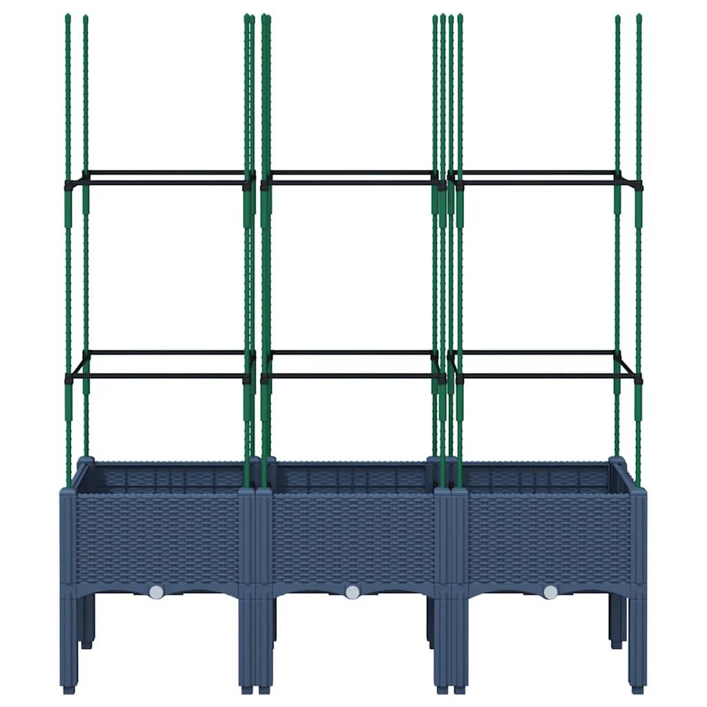 vidaXL Pflanzkübel mit Rankgitter Blaugrau 120x40x142,5 cm PP