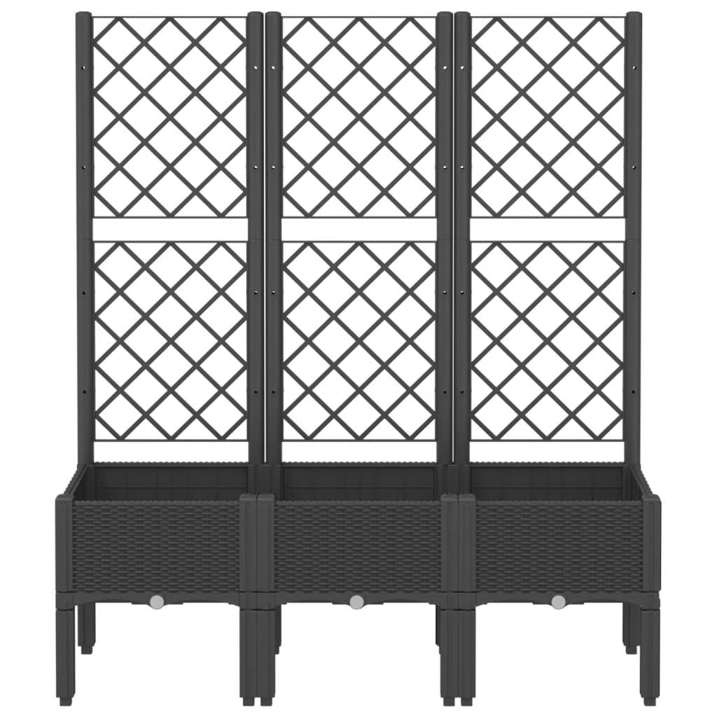 vidaXL Pflanzkübel mit Rankgitter Schwarz 120x40x142 cm PP