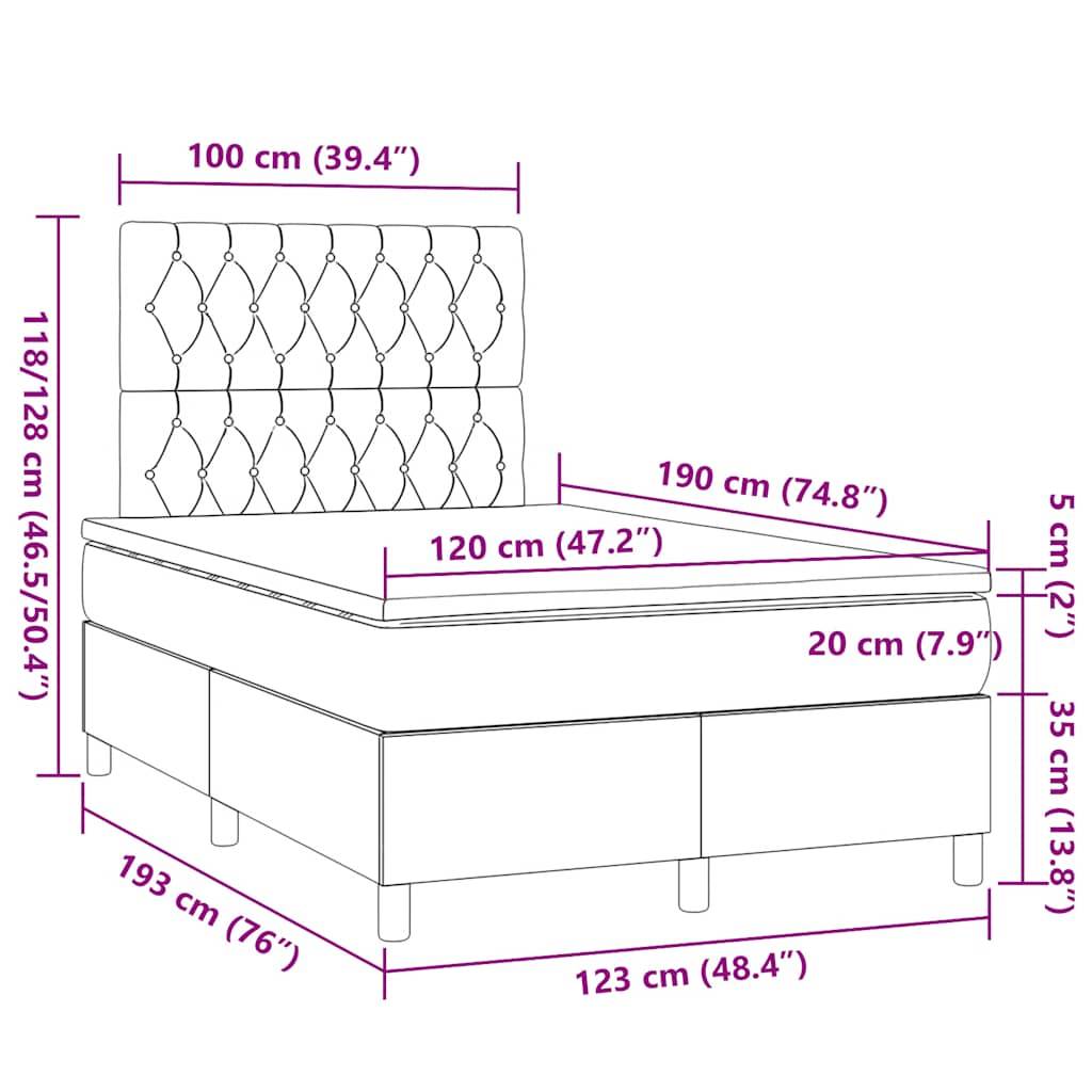vidaXL Boxspringbett mit Matratze Taupe 120x190 cm Stoff