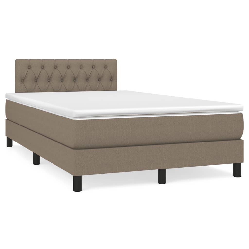 vidaXL Boxspringbett mit Matratze Taupe 120x190 cm Stoff