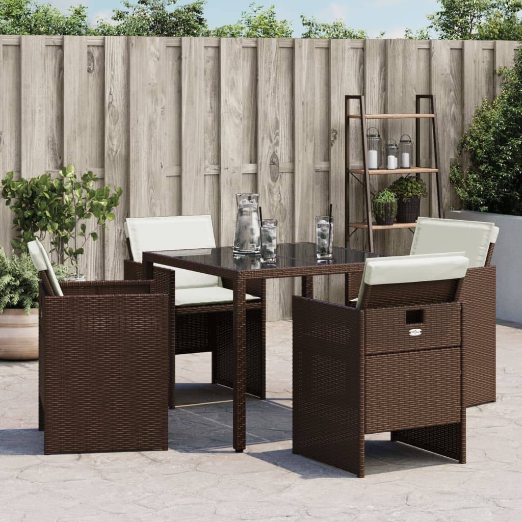 vidaXL Gartenstühle mit Kissen 4 Stk. Braun Poly Rattan