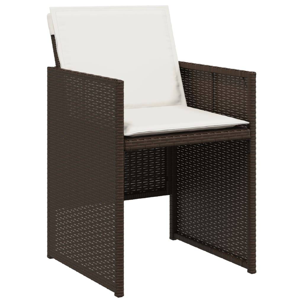 vidaXL Gartenstühle mit Kissen 4 Stk. Braun Poly Rattan