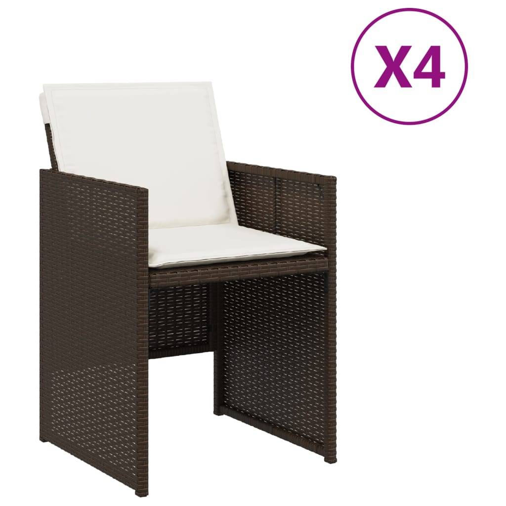 vidaXL Gartenstühle mit Kissen 4 Stk. Braun Poly Rattan
