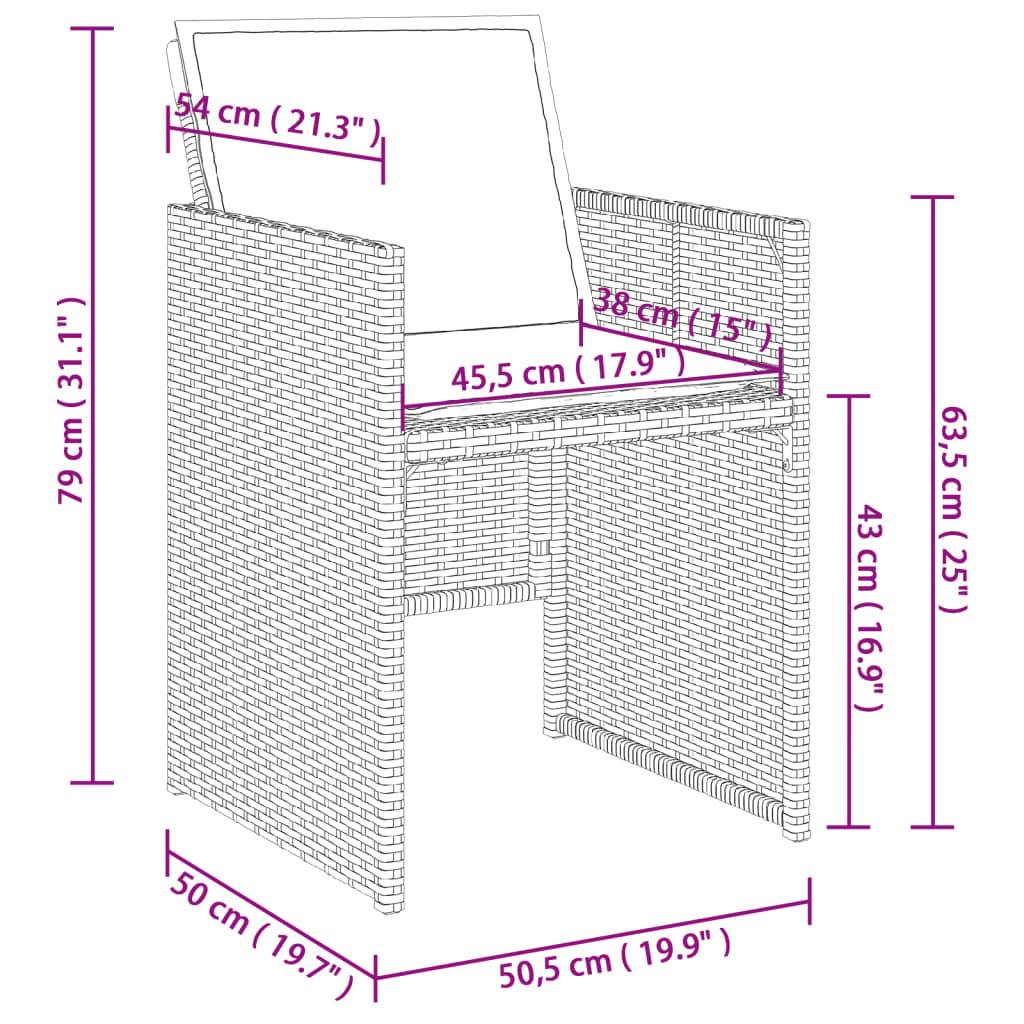 vidaXL Gartenstühle mit Kissen 4 Stk. Braun Poly Rattan