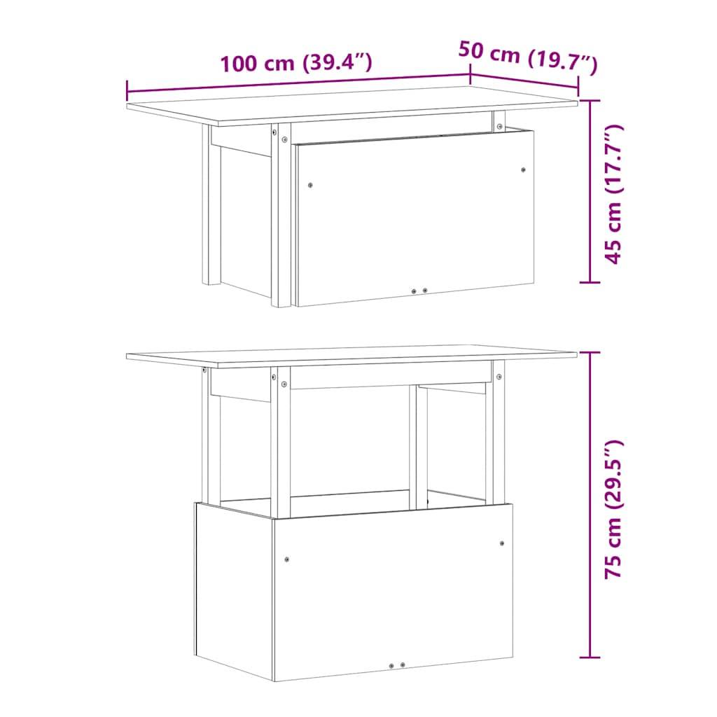 vidaXL Gartentisch Wachsbraun 100x50x75 cm Massivholz Kiefer