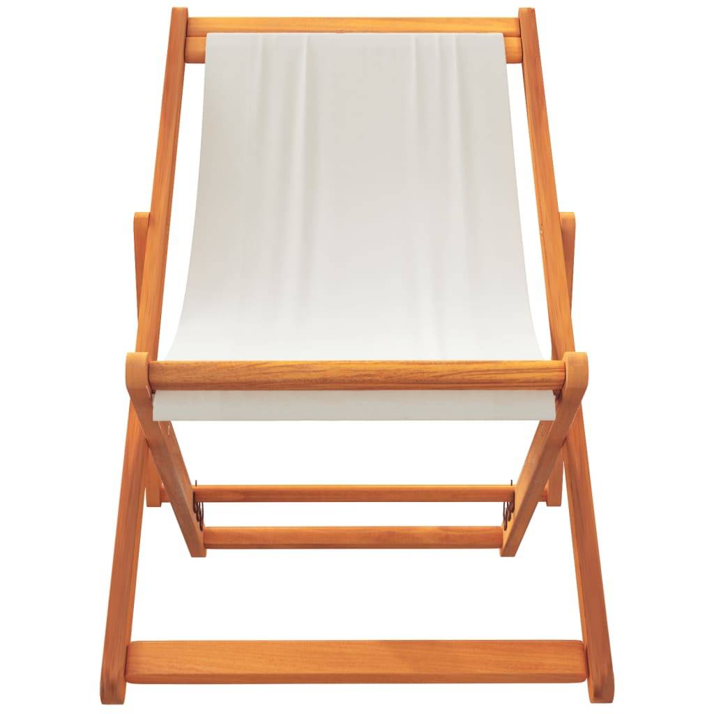 vidaXL Klappbare Strandstühle 2 Stk. Cremeweiß Stoff