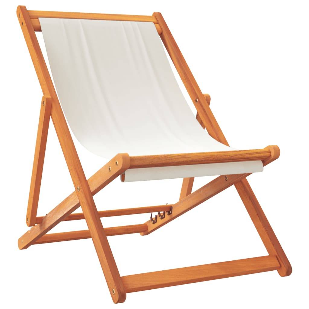 vidaXL Klappbare Strandstühle 2 Stk. Cremeweiß Stoff