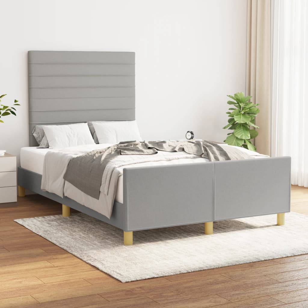 vidaXL Bettgestell ohne Matratze Hellgrau 120x190 cm Stoff