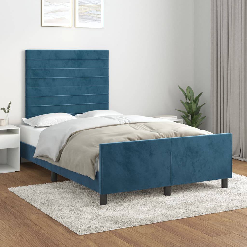 vidaXL Bettgestell ohne Matratze Dunkelblau 120x190 cm Samt