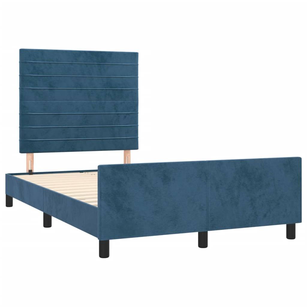 vidaXL Bettgestell ohne Matratze Dunkelblau 120x190 cm Samt