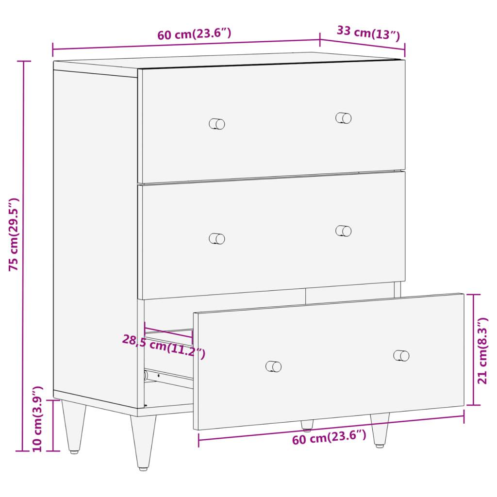 vidaXL Beistellschrank 60x33x75 cm Massivholz Mango