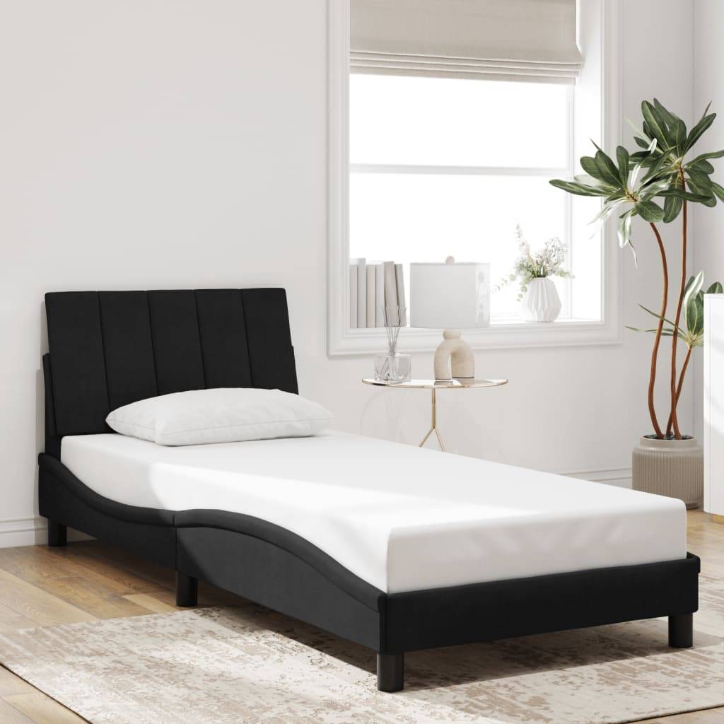 vidaXL Bettgestell ohne Matratze "Hanko" Schwarz 90x190 cm Samt