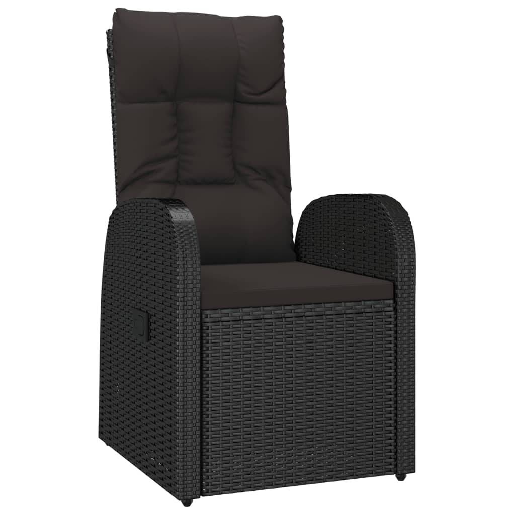 vidaXL 11-tlg. Garten-Essgruppe mit Kissen Schwarz Poly Rattan