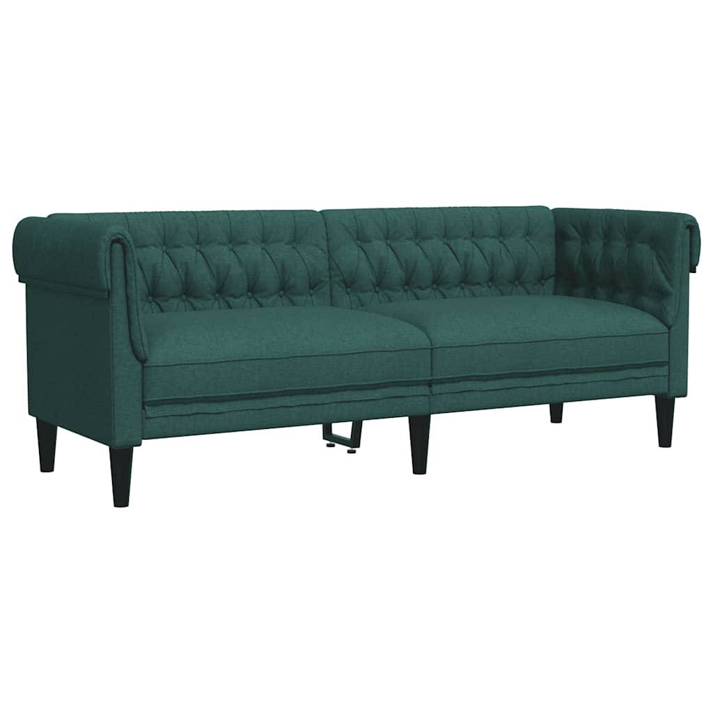 vidaXL Chesterfield-Sofa 3-Sitzer Dunkelgrün Stoff