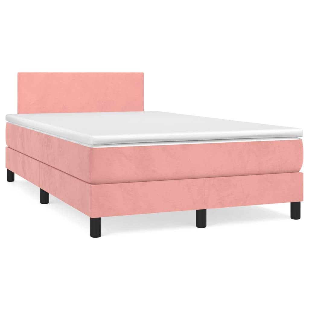 vidaXL Boxspringbett mit Matratze Rosa 120x190 cm Samt