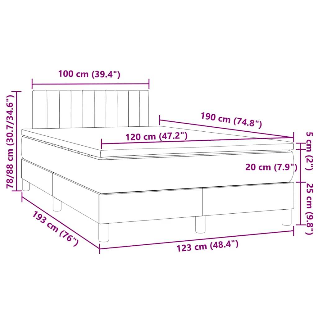 vidaXL Boxspringbett mit Matratze & LED Rosa 120x190 cm Samt