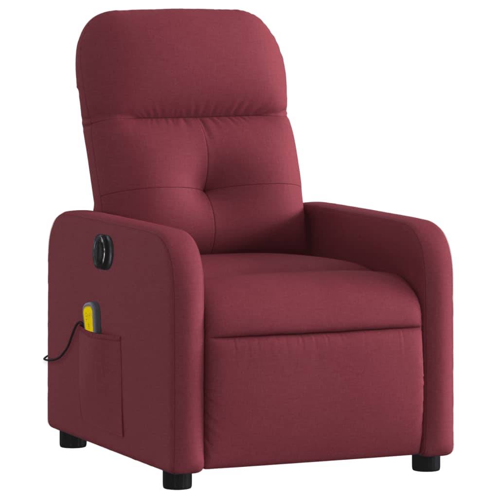 vidaXL Massagesessel Elektrisch Weinrot Stoff
