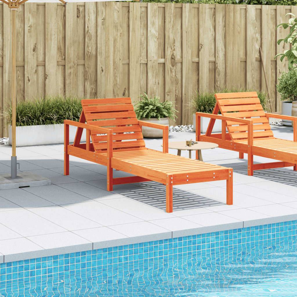 vidaXL Sonnenliege Wachsbraun 199,5x62x55 cm Massivholz Kiefer
