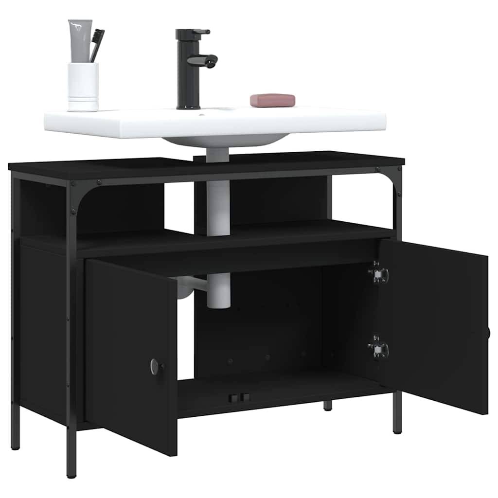 vidaXL Waschbeckenunterschrank Schwarz 80x30x60 cm Holzwerkstoff