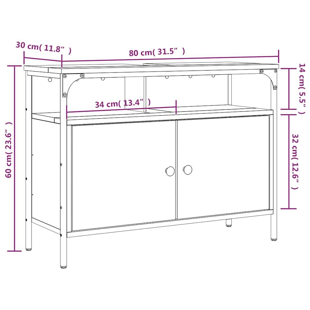 vidaXL Waschbeckenunterschrank Schwarz 80x30x60 cm Holzwerkstoff