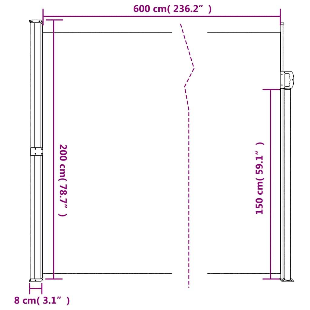 vidaXL Seitenmarkise Ausziehbar Taupe 200x600 cm