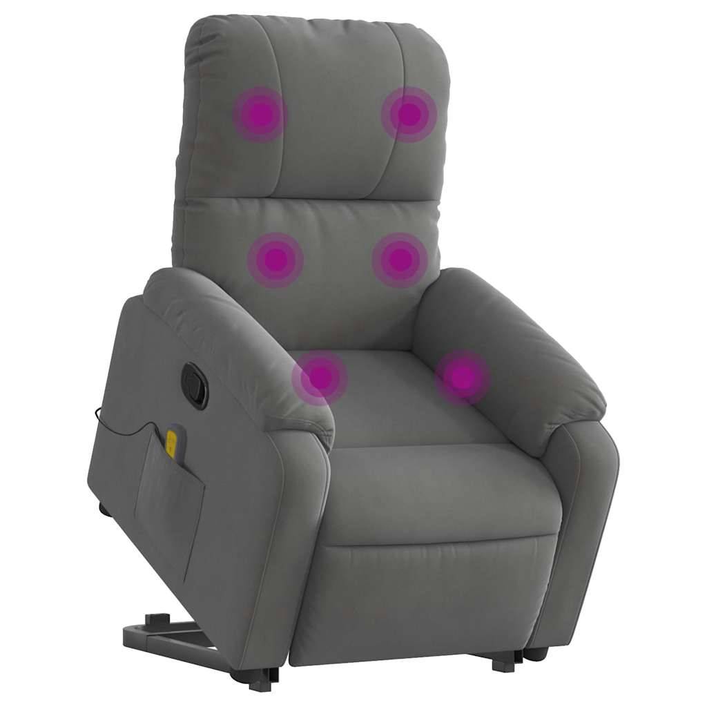 vidaXL Massagesessel mit Aufstehhilfe Dunkelgrau Mikrofasergewebe