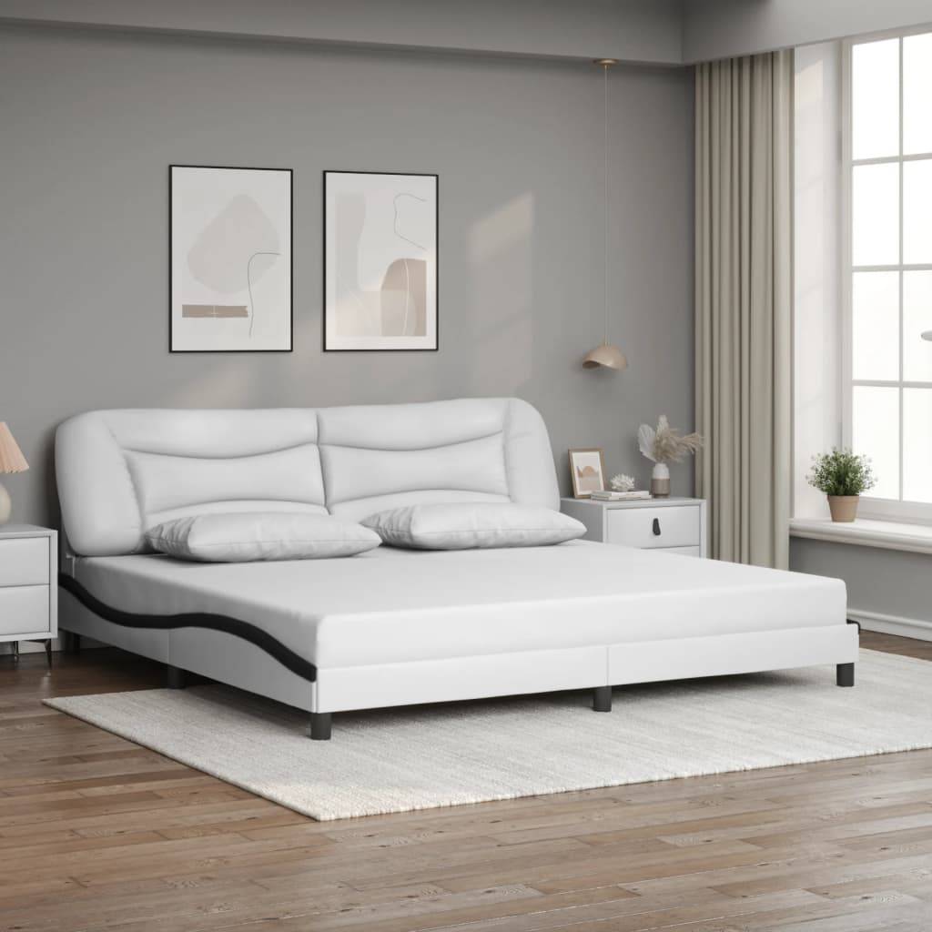 vidaXL Bettgestell ohne Matratze "Hvar" Weiß und Schwarz 200x200 cm Kunstleder