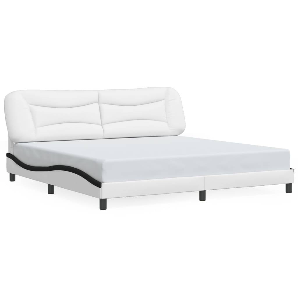 vidaXL Bettgestell ohne Matratze "Hvar" Weiß und Schwarz 200x200 cm Kunstleder