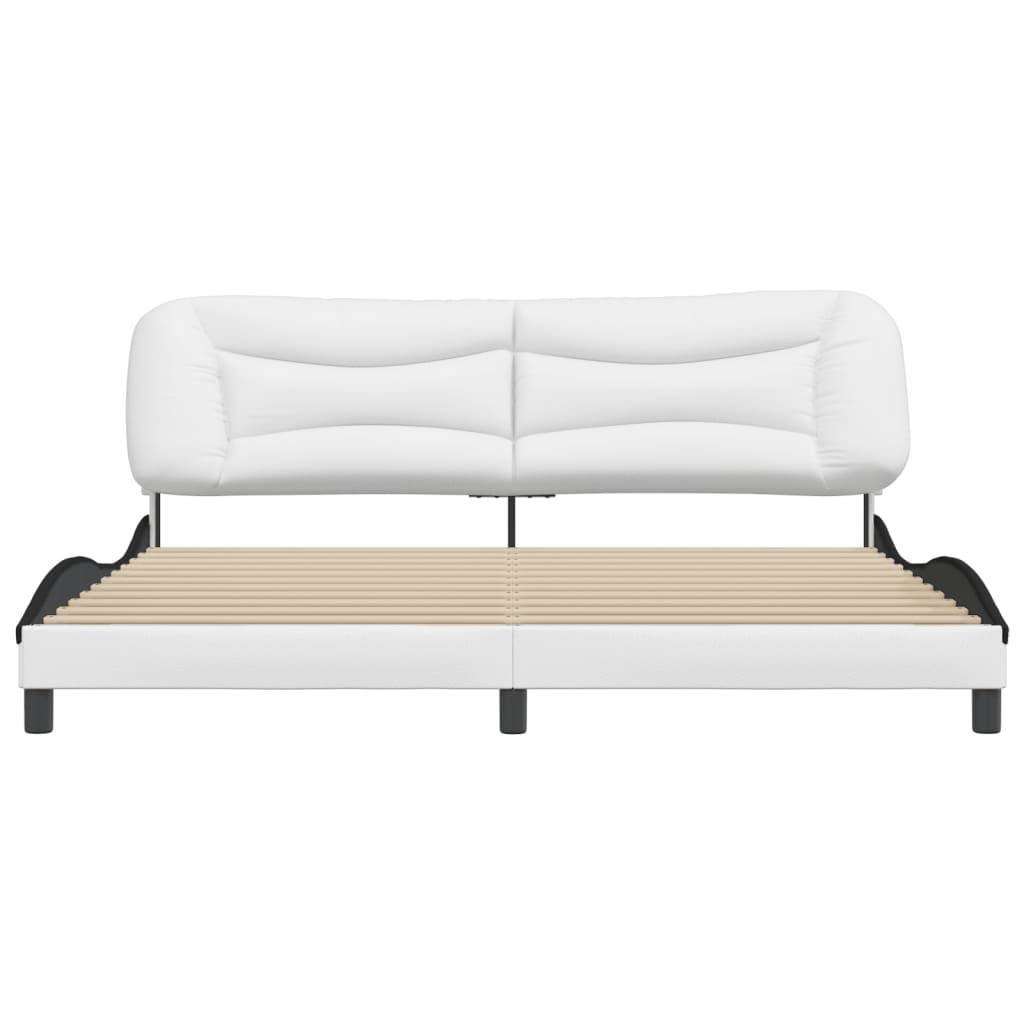 vidaXL Bettgestell ohne Matratze "Hvar" Weiß und Schwarz 200x200 cm Kunstleder