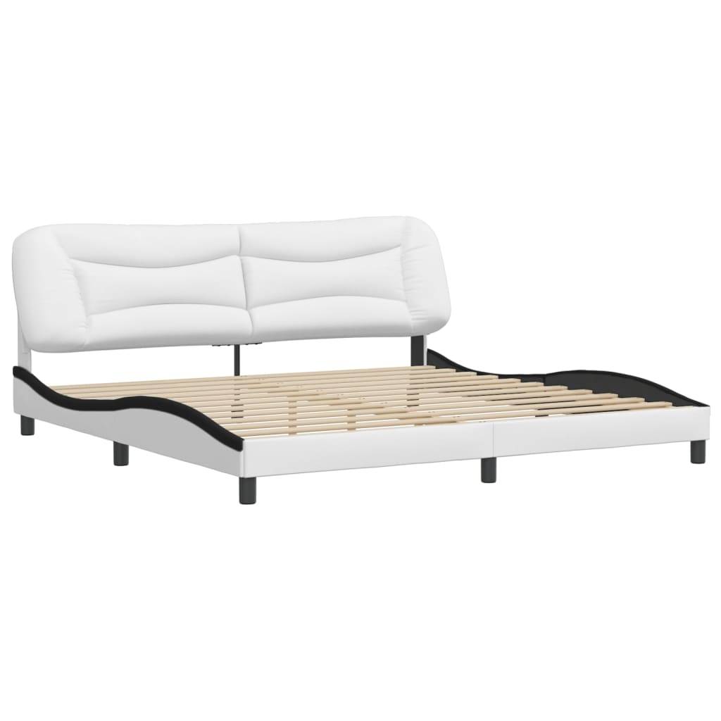 vidaXL Bettgestell ohne Matratze "Hvar" Weiß und Schwarz 200x200 cm Kunstleder