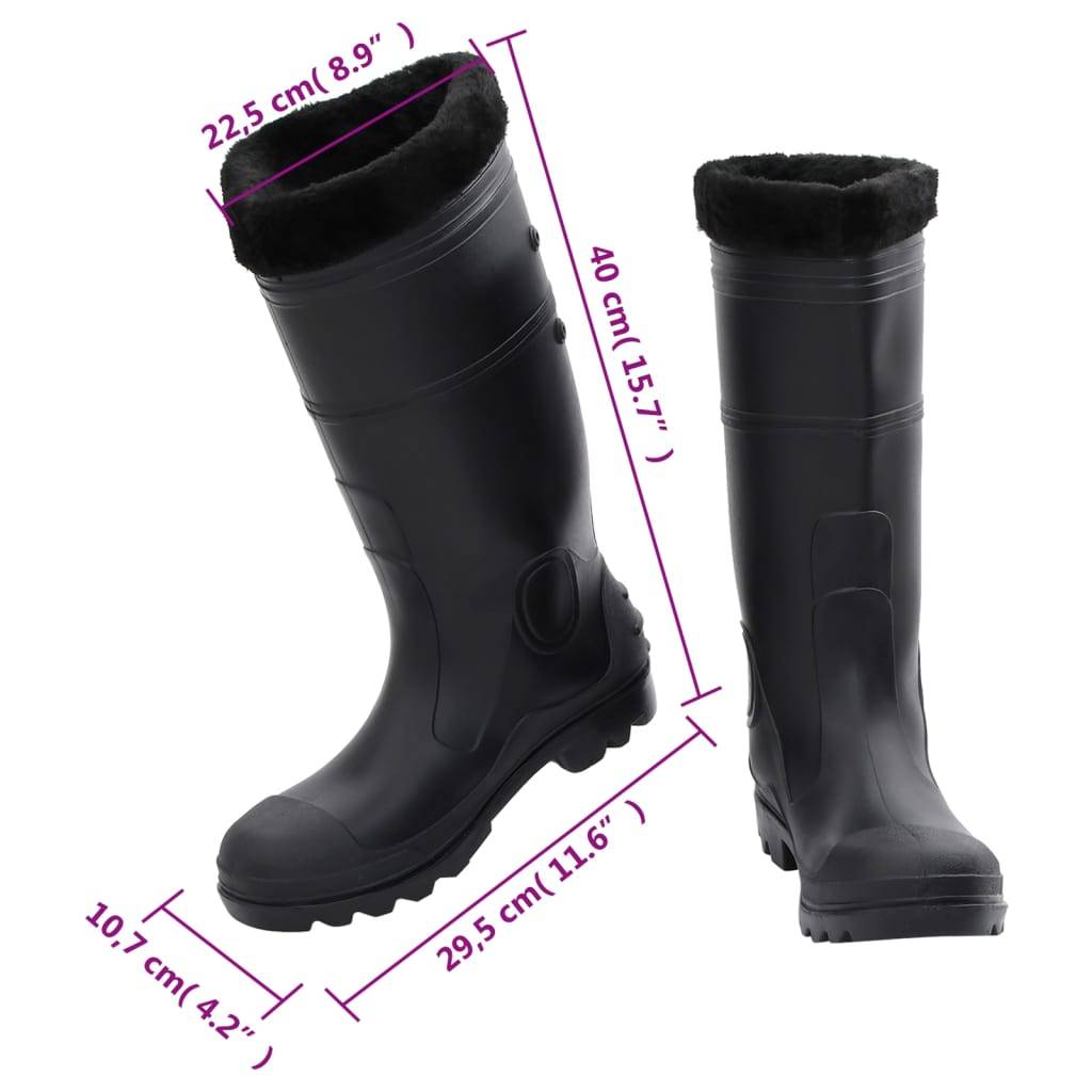 vidaXL Gummistiefel mit Herausnehmbarem Innenfutter Schwarz Gr. 43 PVC