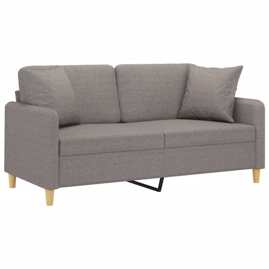 vidaXL 2-Sitzer-Sofa mit Zierkissen Taupe 140 cm Stoff