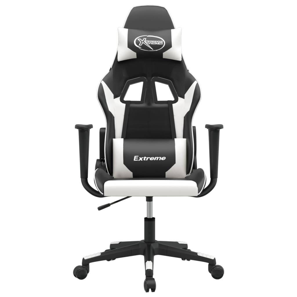 vidaXL Gaming-Stuhl Schwarz und Weiß Kunstleder