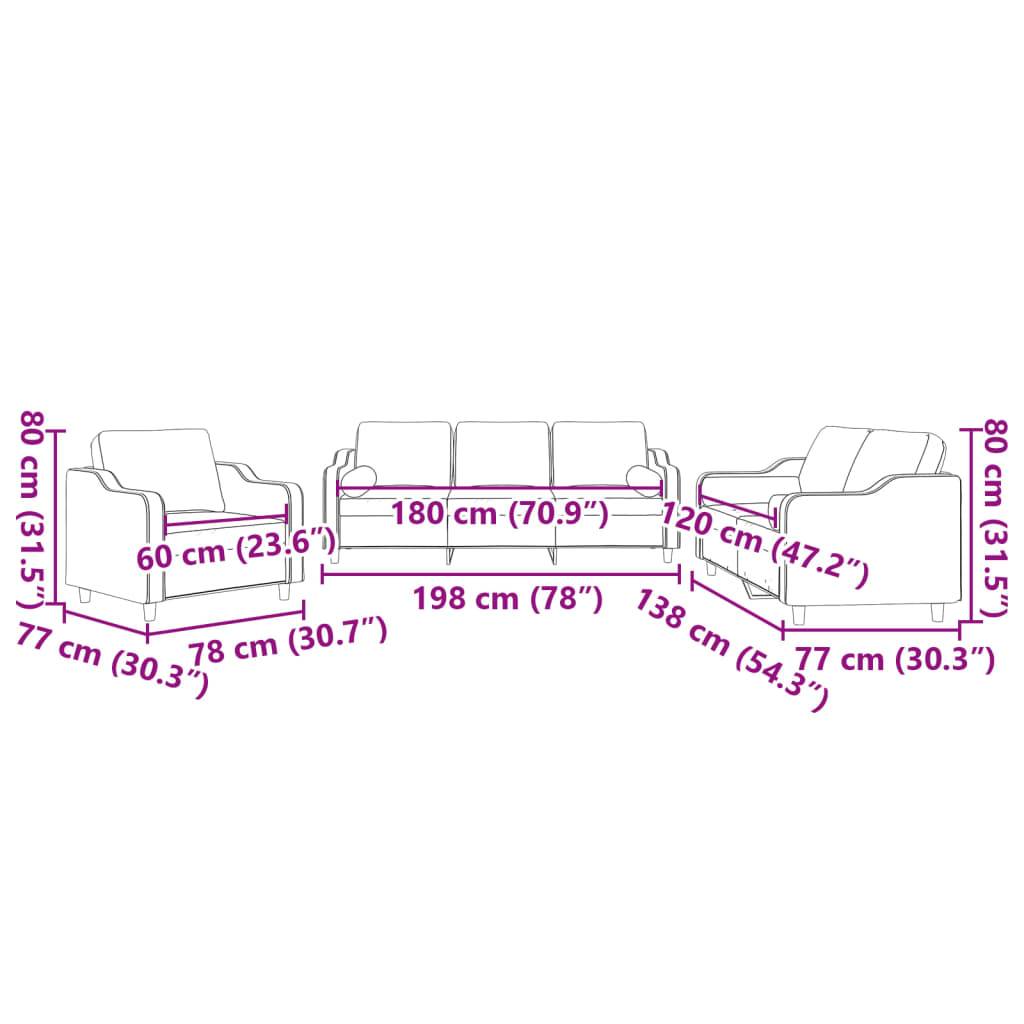 vidaXL 3-tlg. Sofagarnitur mit Kissen Taupe Stoff