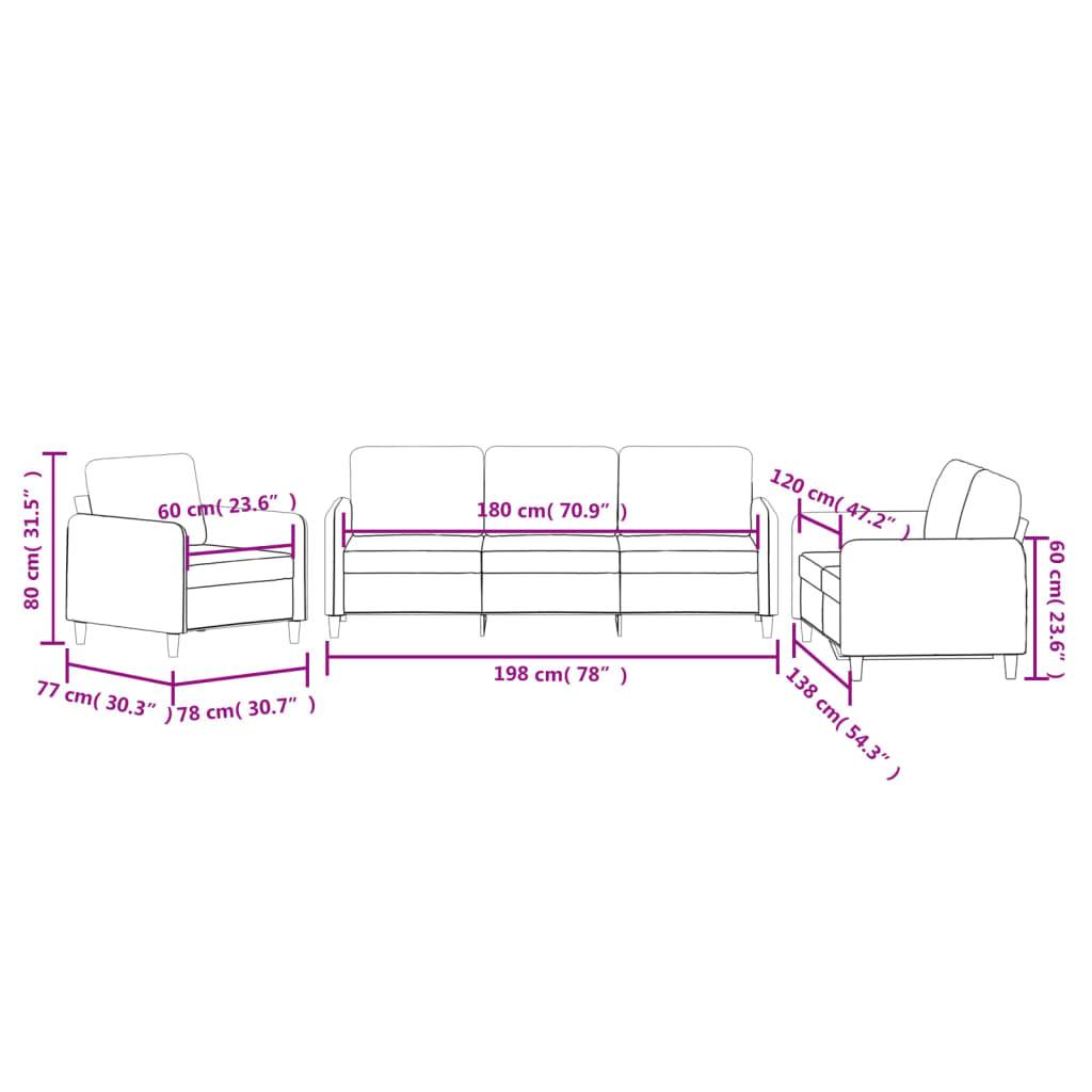 vidaXL 3-tlg. Sofagarnitur Hellgrau Samt