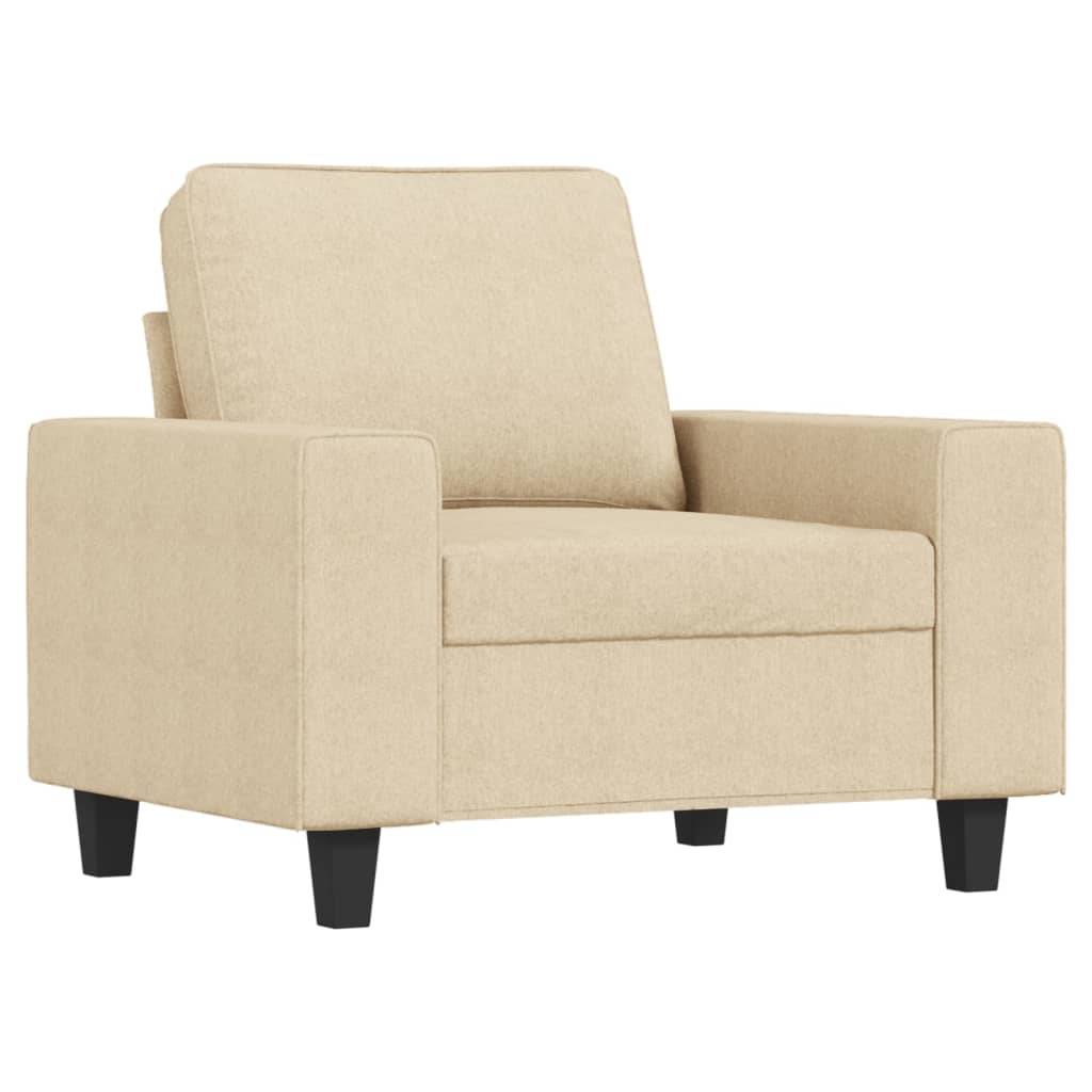 vidaXL Sessel mit Hocker Creme 60 cm Stoff
