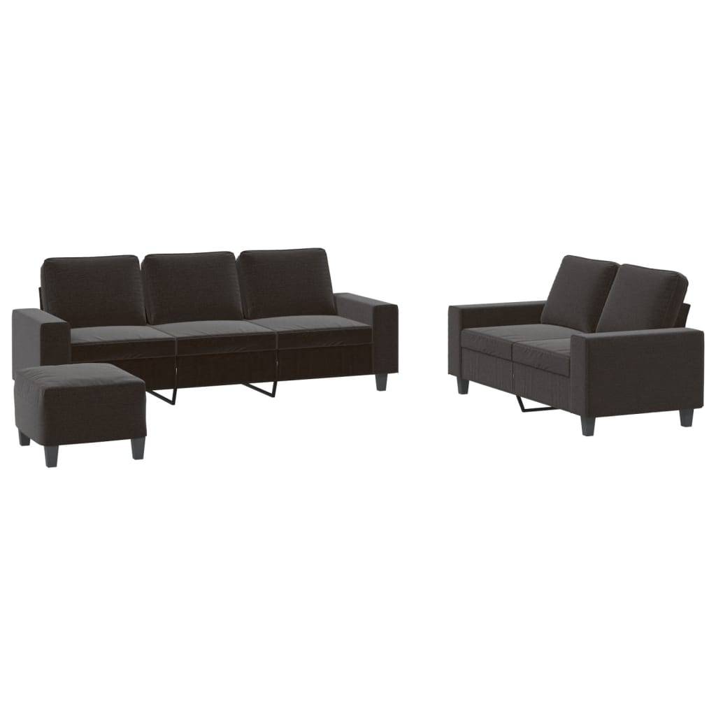 vidaXL 3-tlg. Sofagarnitur Schwarz Stoff