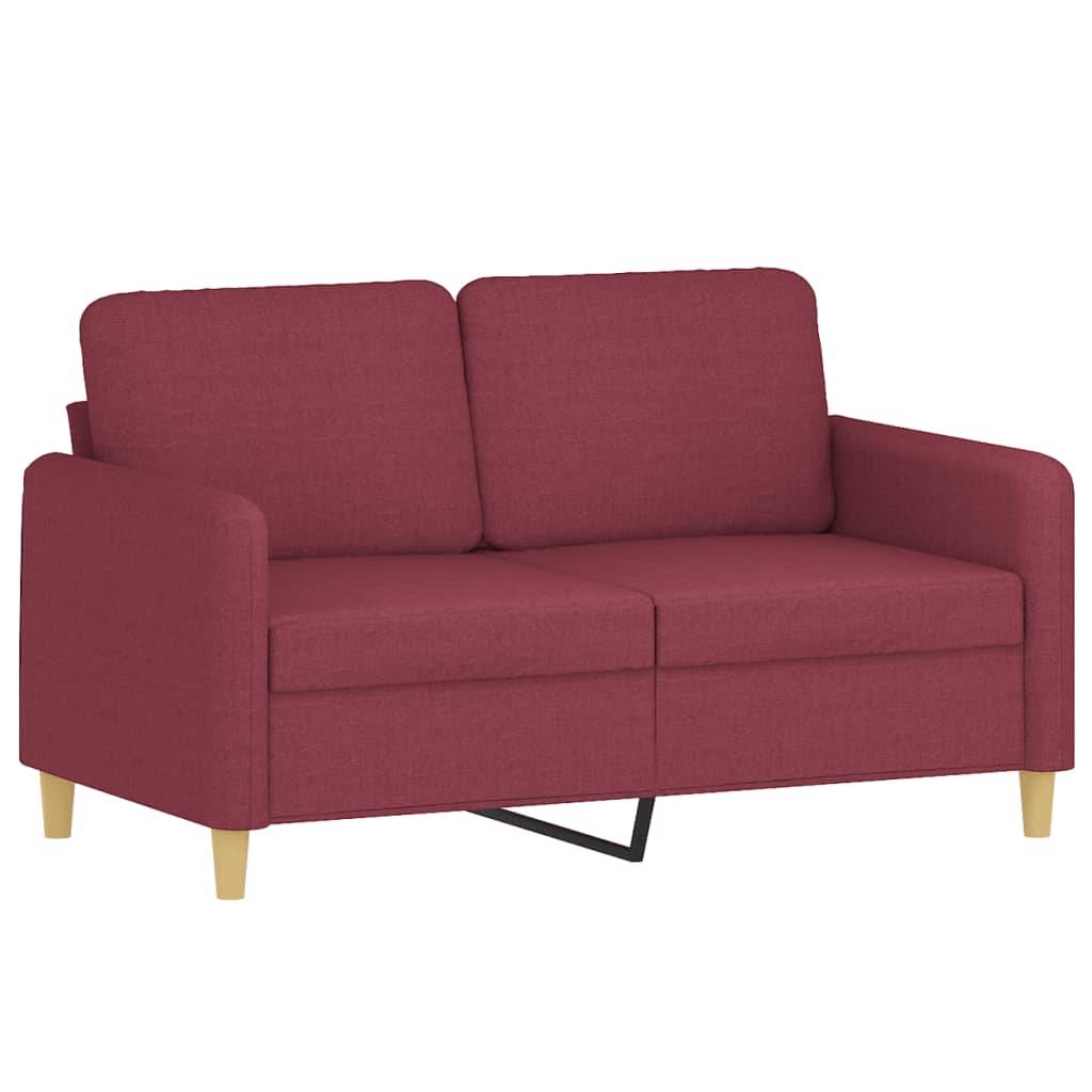 vidaXL 4-tlg. Sofagarnitur mit Kissen Weinrot Stoff