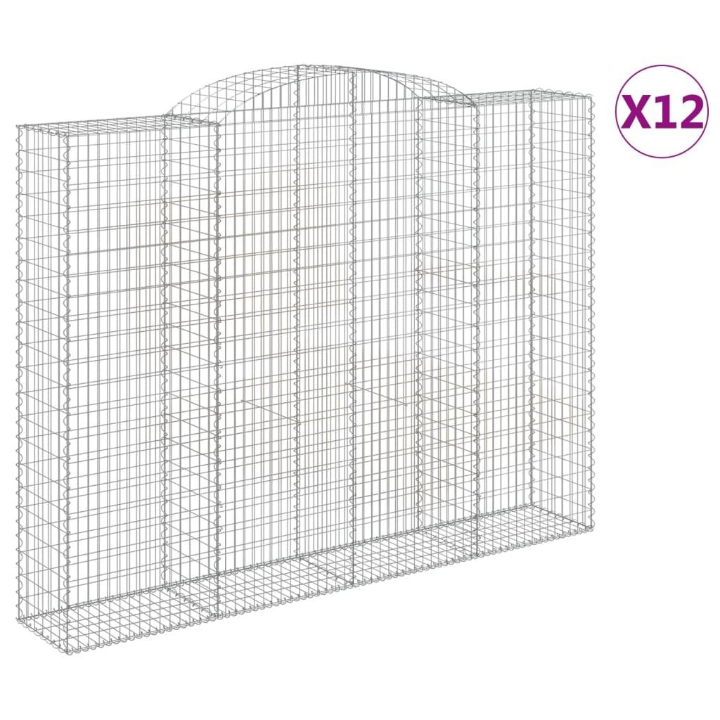 vidaXL Gabionen mit Hochbogen 12 Stk 300x50x220/240cm Verzinktes Eisen