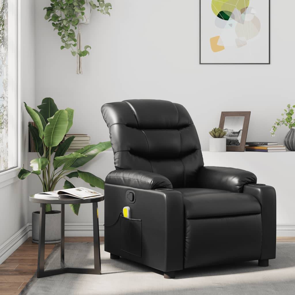 vidaXL Massagesessel Schwarz Kunstleder
