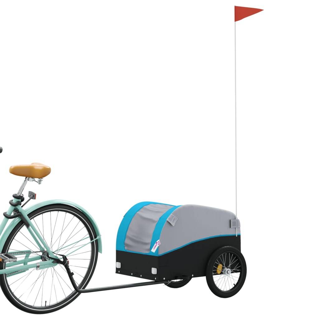 vidaXL Fahrradanhänger Schwarz und Blau 30 kg Eisen