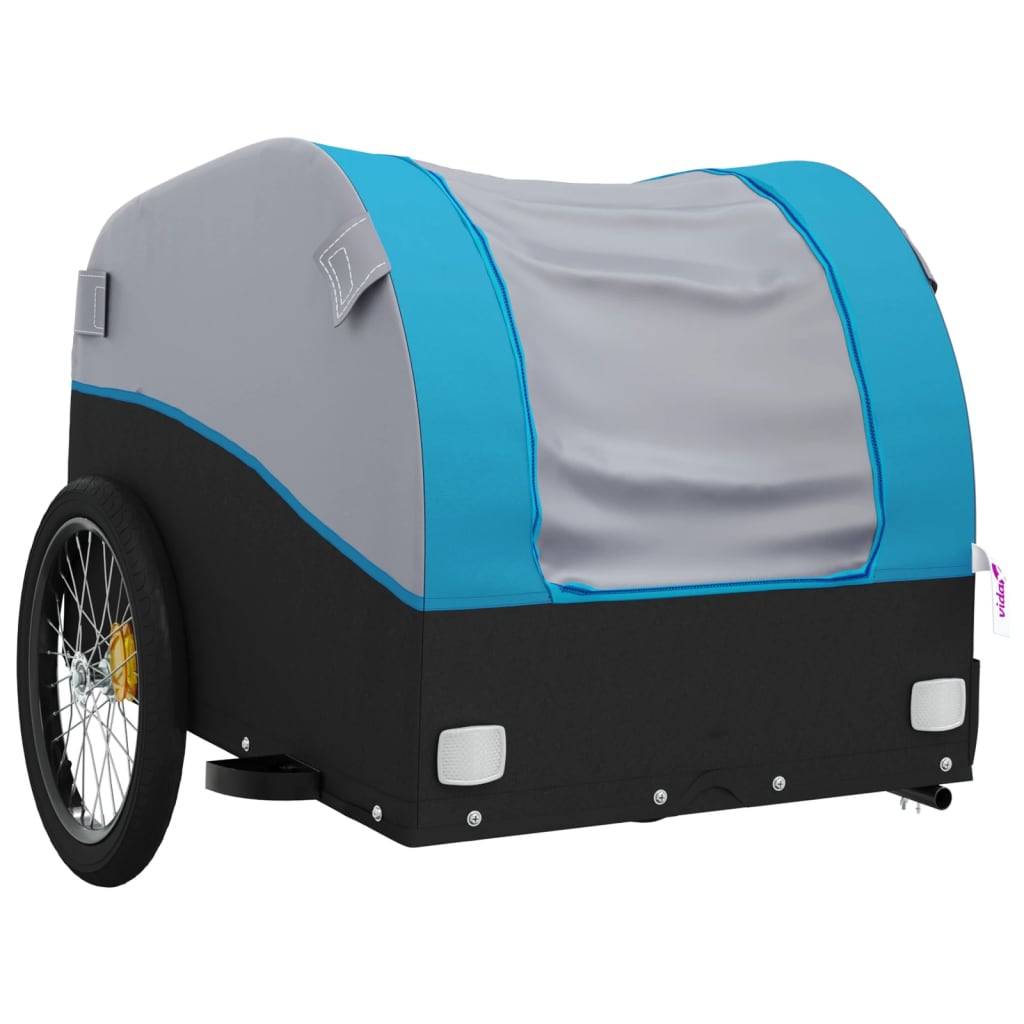 vidaXL Fahrradanhänger Schwarz und Blau 30 kg Eisen