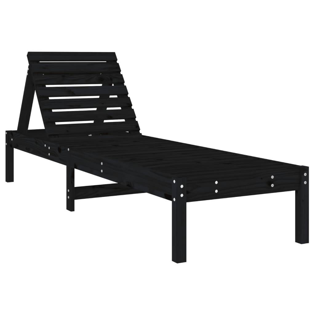 vidaXL Sonnenliegen 2 Stk. Schwarz 199,5x60x74 cm Massivholz Kiefer