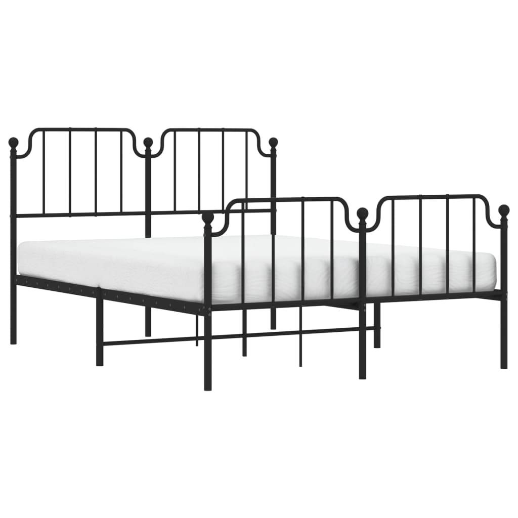 vidaXL Bettgestell mit Kopf- und Fußteil Metall Schwarz 150x200 cm