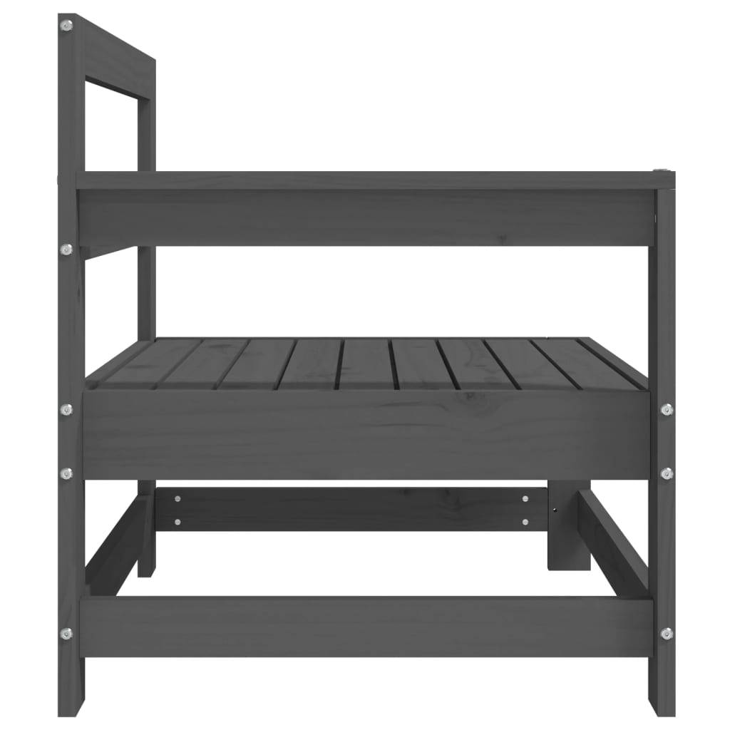 vidaXL Garten-Ecksofa Grau Massivholz Kiefer