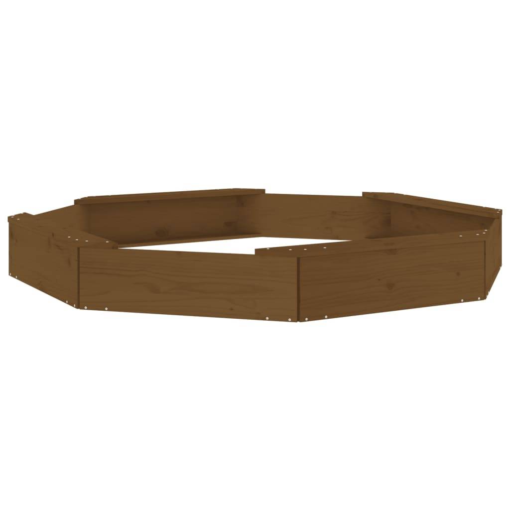 vidaXL Sandkasten mit Sitzen Honigbraun Achteck Massivholz Kiefer