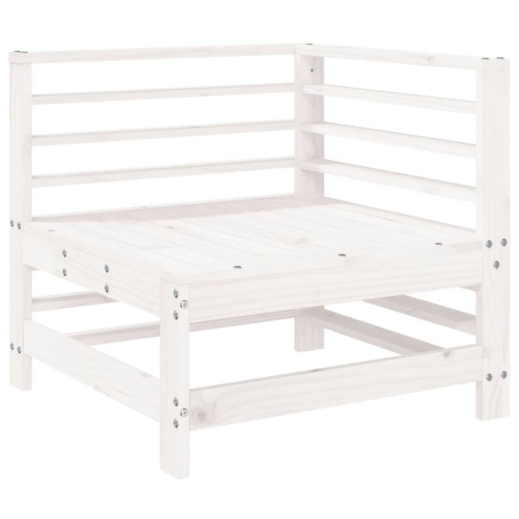 vidaXL Garten-Ecksofa Weiß Massivholz Kiefer