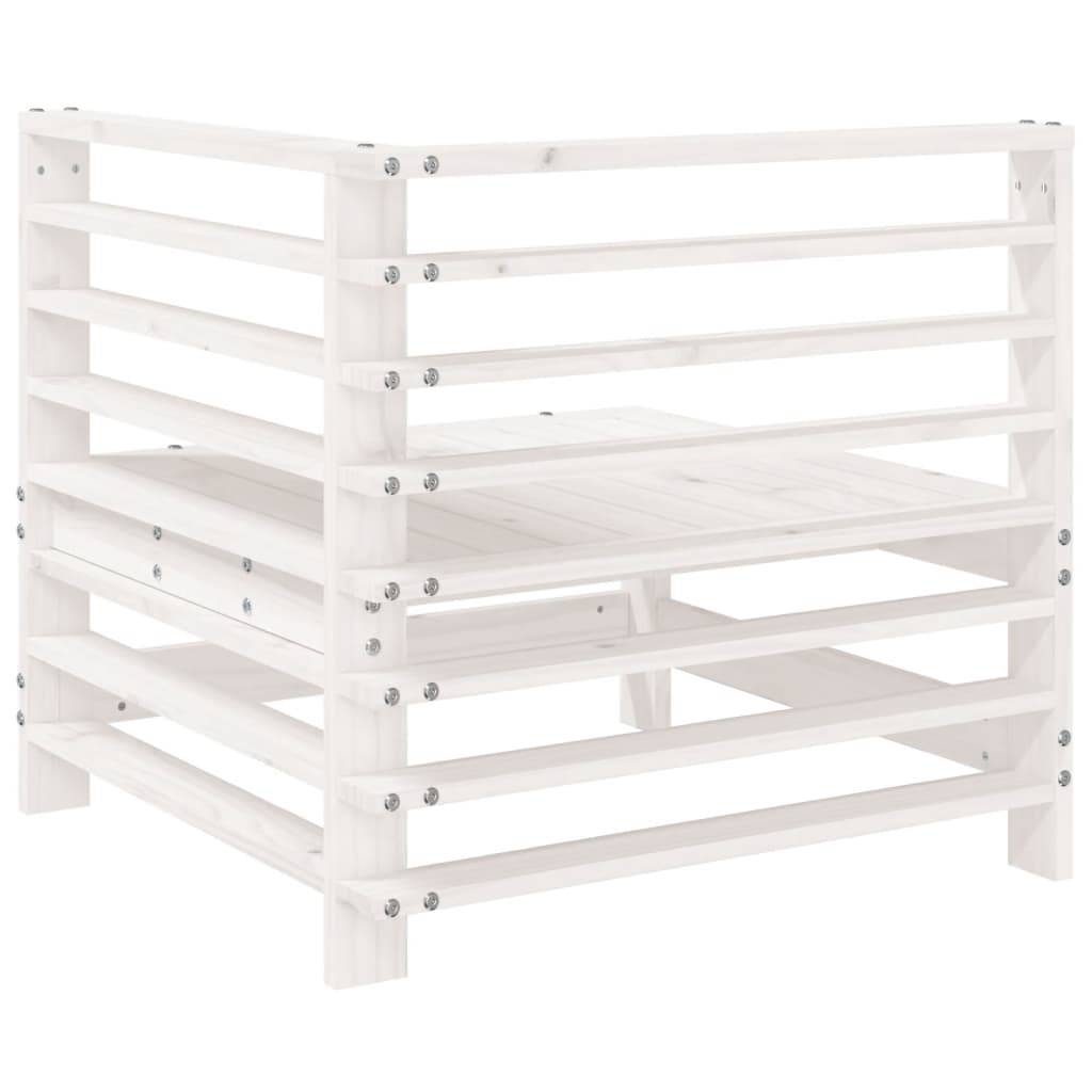 vidaXL Garten-Ecksofa Weiß Massivholz Kiefer