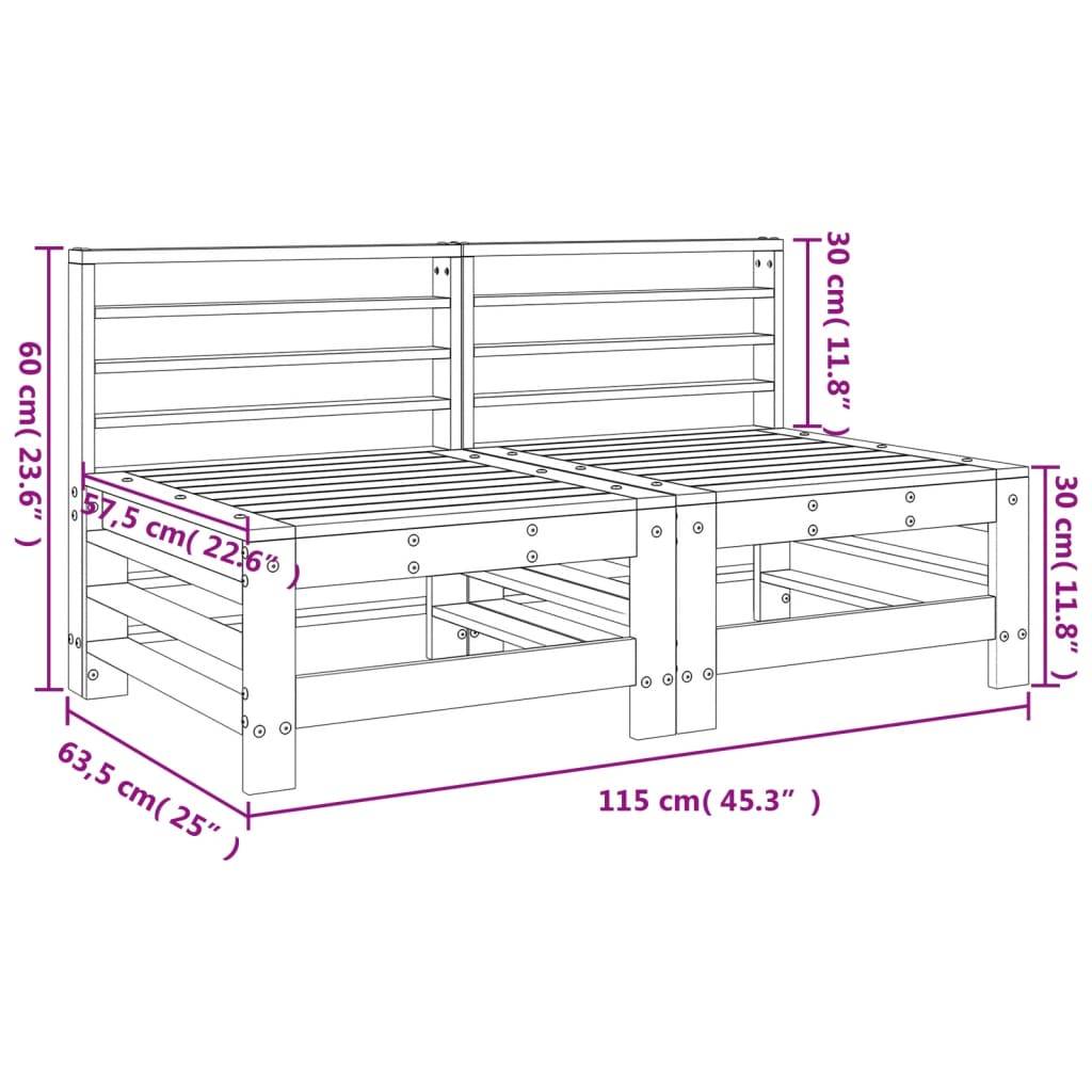 vidaXL Garten-Mittelsofas 2 Stk. Kiefernholz Imprägniert